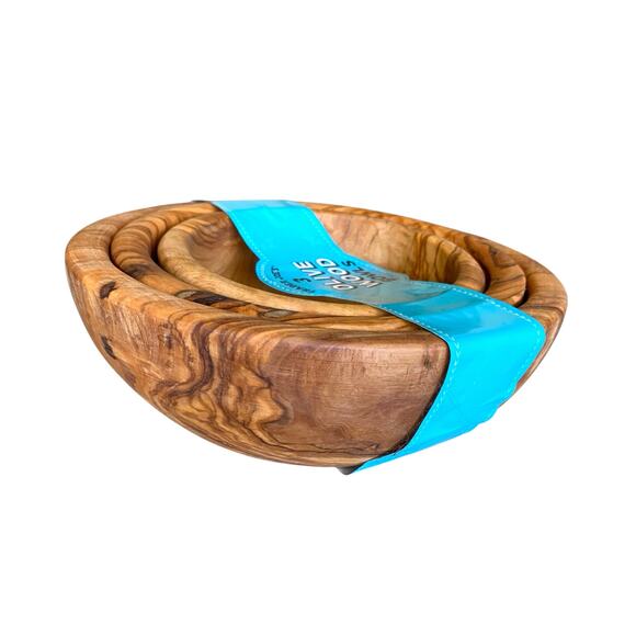 Trader Joe’s Solid Olive Wood Bowls Set of 3 Small to Medium Stacking Bowls - Picture 9 of 9